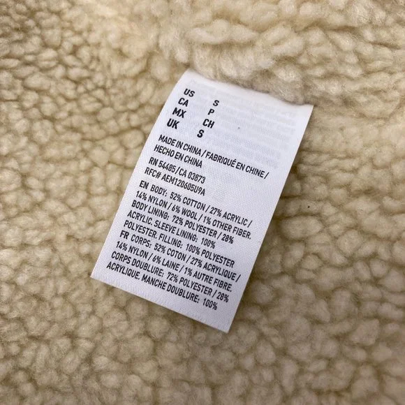 American Eagle Knit Zipper Sweater w. Sherpa Lining Size Small - Picture 5 of 6